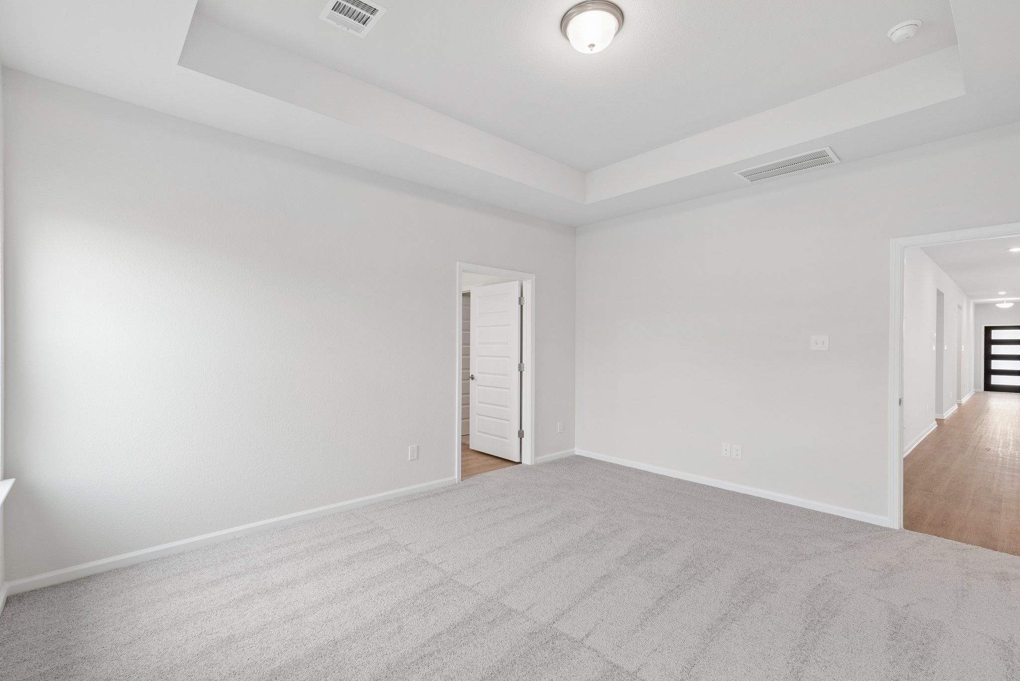 The Oakshire II- Primary Bedroom with Tray Ceiling.  Sample image for illustration; upgrades, optio