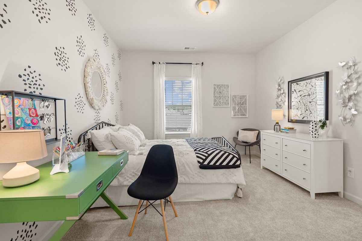 The James- Bedroom 2. Home under construction, sample image for illustration; upgrades, options, and colors may vary.