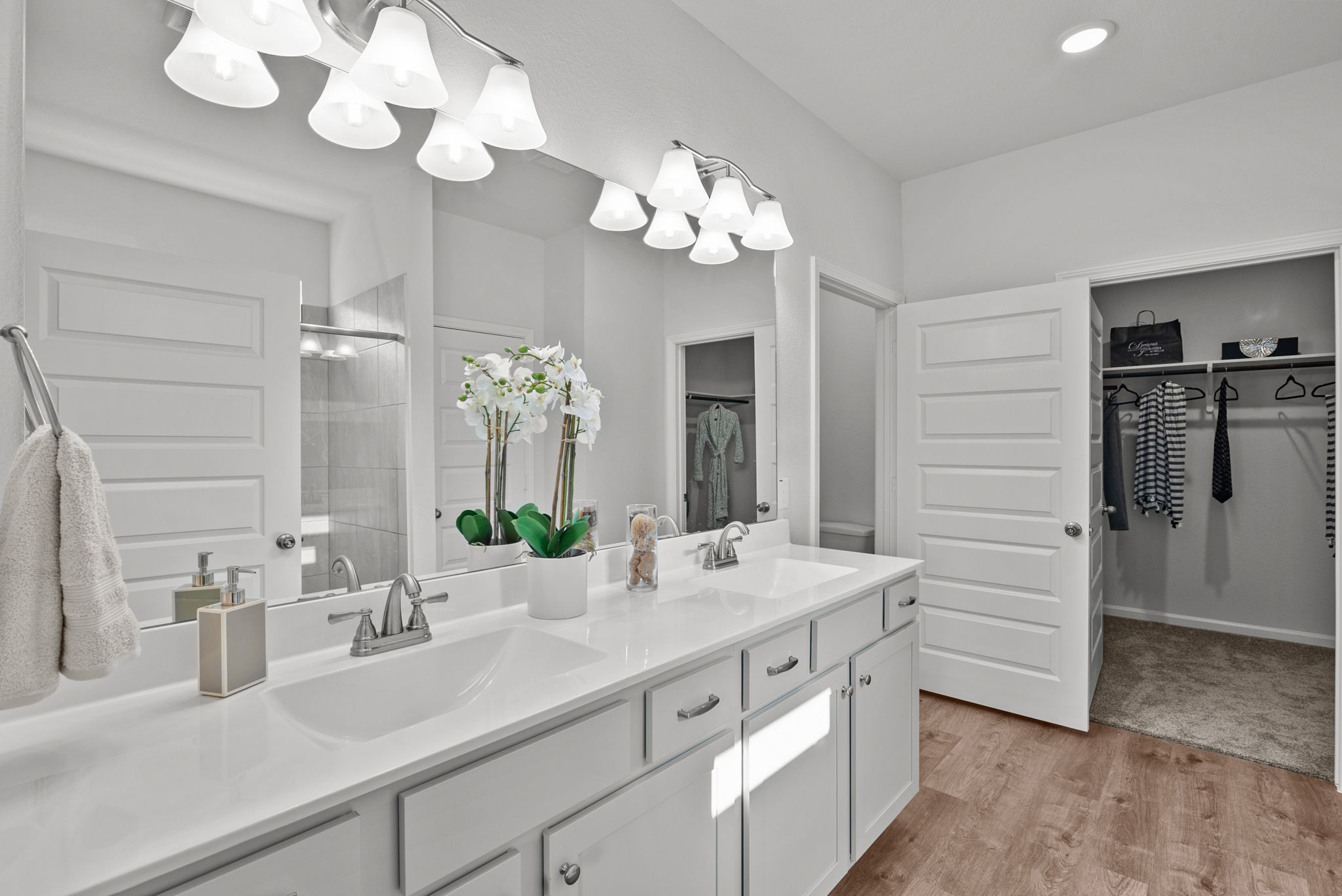 The Waring III- Owner's Bathroom with Dual Sinks and Large Walk-in Shower