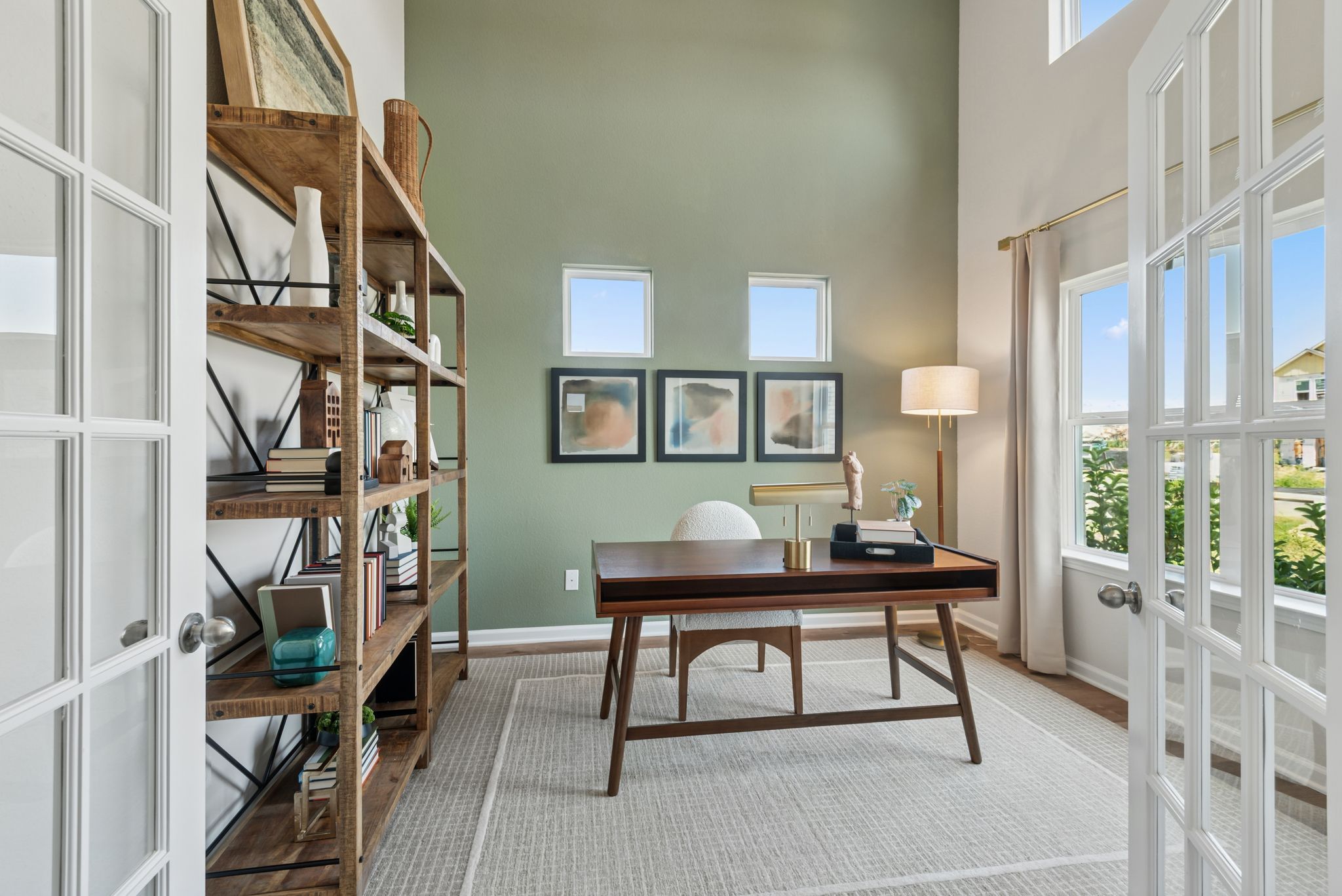 The Princeton II- Foyer into Study with French Doors