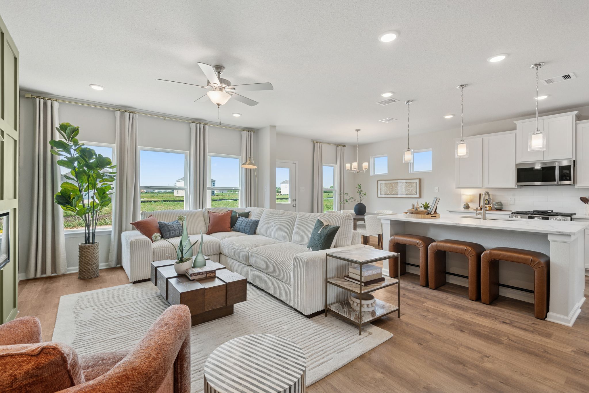 The Princeton II- Family Room into the Kitchen and Breakast Area