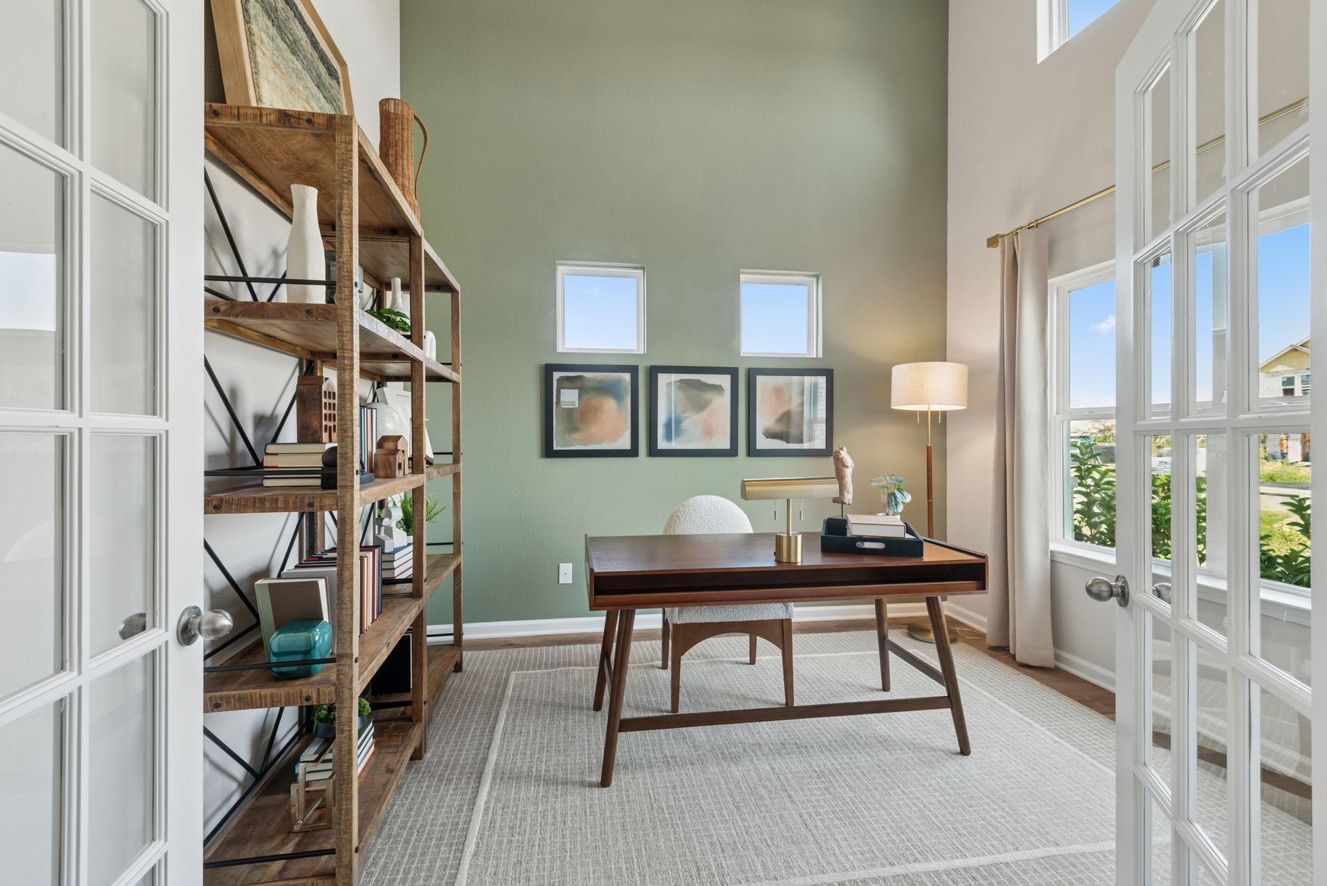 The Princeton II- Study with 2-Story Ceiling and French Doors