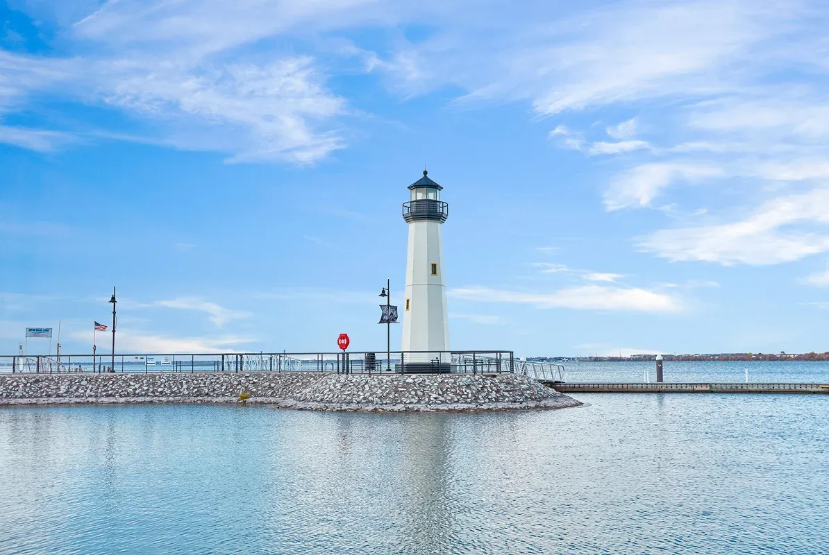 Enjoy breathtaking sunsets and waterfront dining at The Scott Self Lighthouse on Lake Ray Hubbard