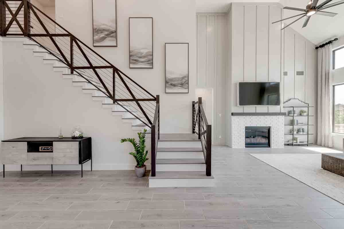 Cross Creek Ranch 65' Model | Burton | Stairs and Family Room