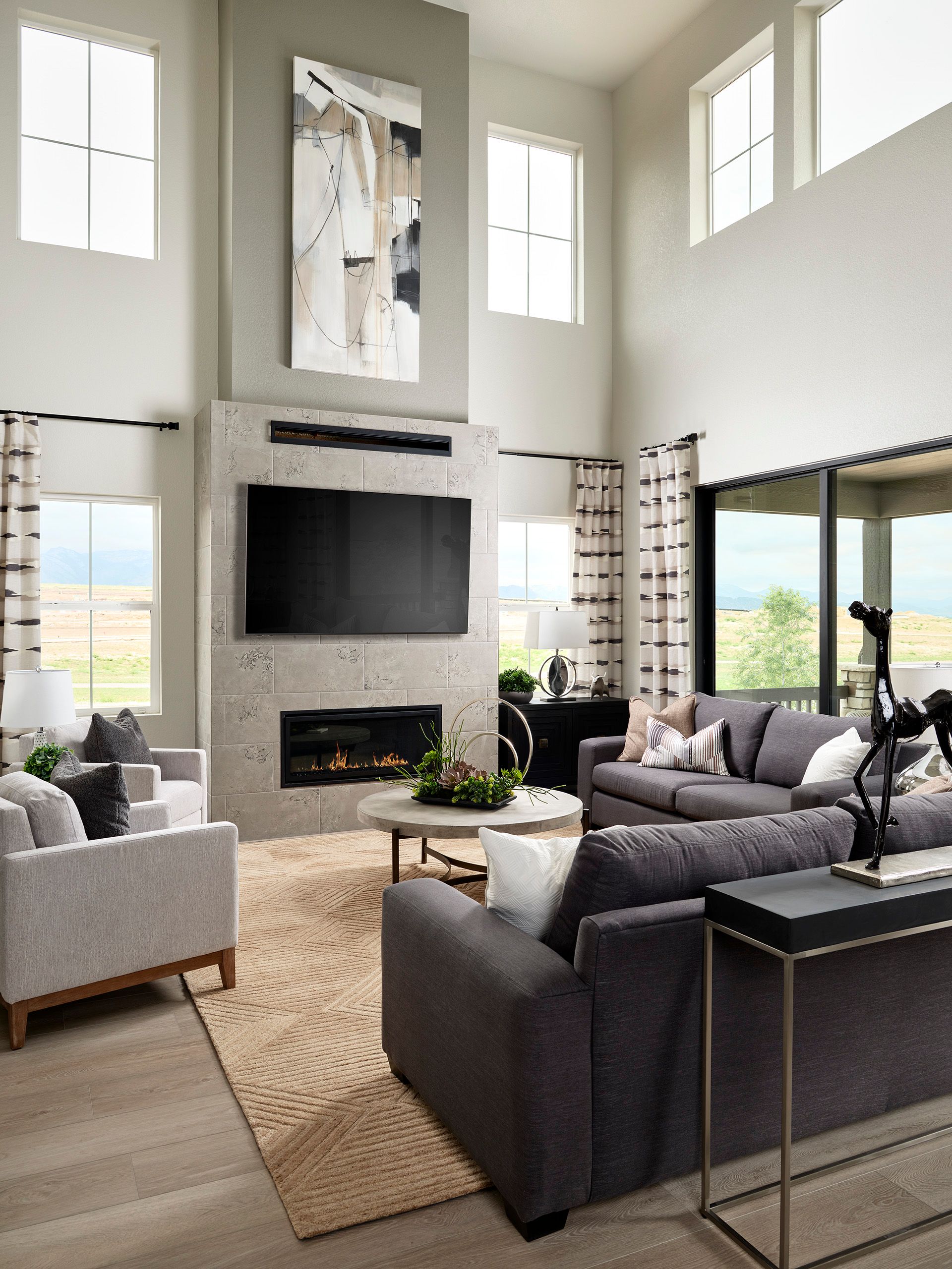 Great Room with Vaulted Ceiling and Fireplace