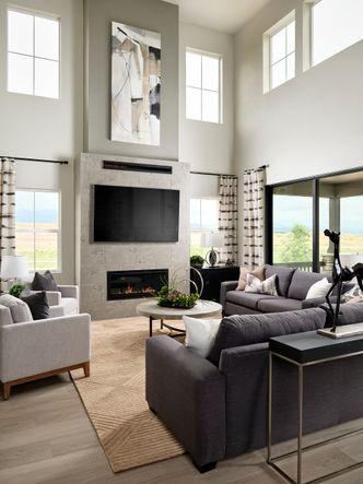 Great Room with Vaulted Ceiling and Fireplace