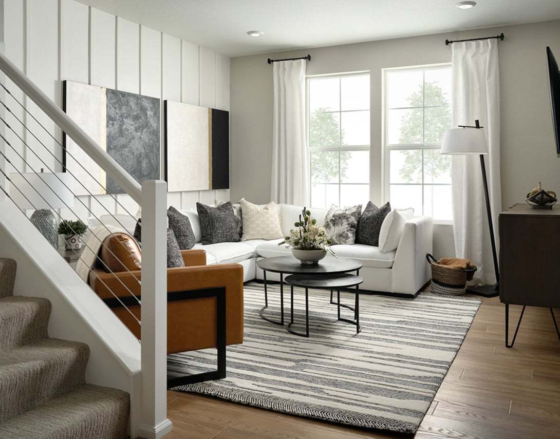 Entertain with ease in an airy great room filled with natural light