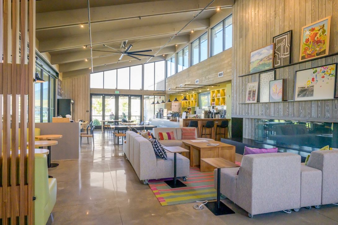 Enjoy the community’s welcome center, complete with fireplace and rotating art gallery.