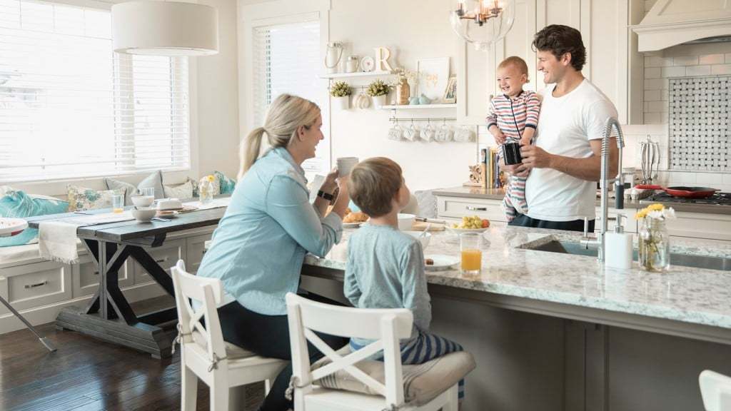family in kitchen