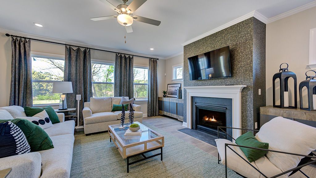 Gathering room with fireplace