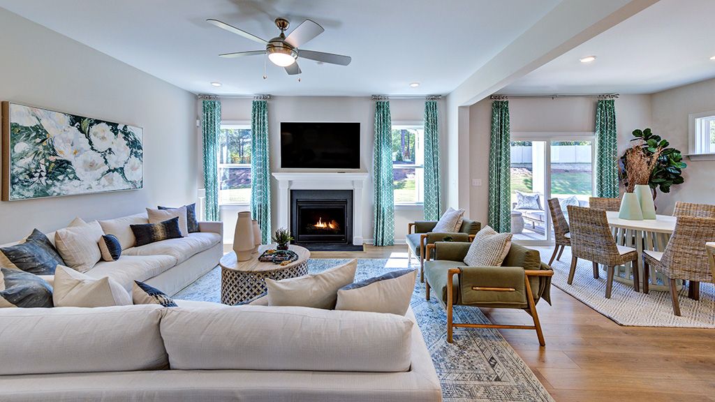 Hamilton gathering with fireplace