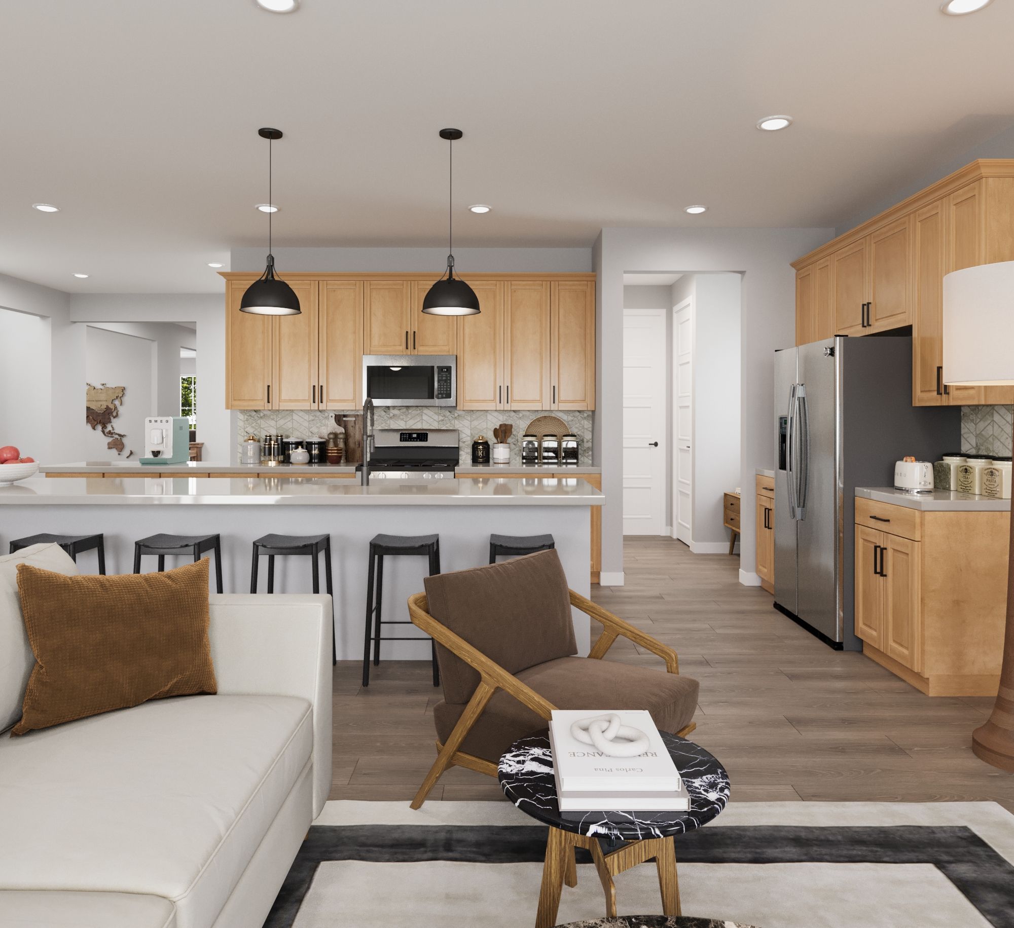 44 living to kitchen