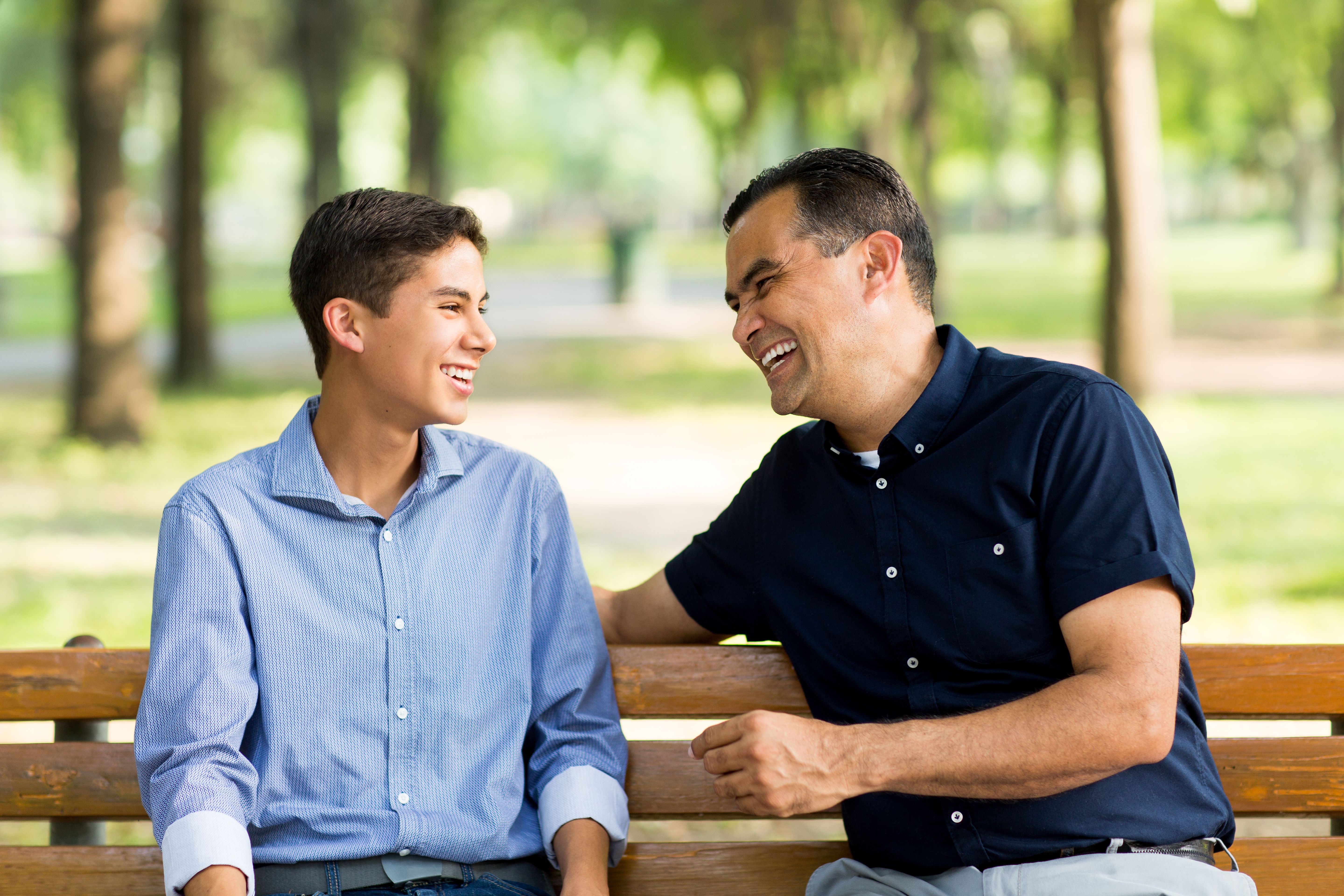 Dad and Son on Bench