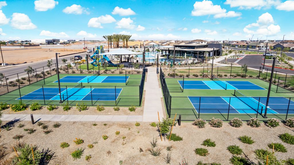 Aerial of pickleball court and amenity
