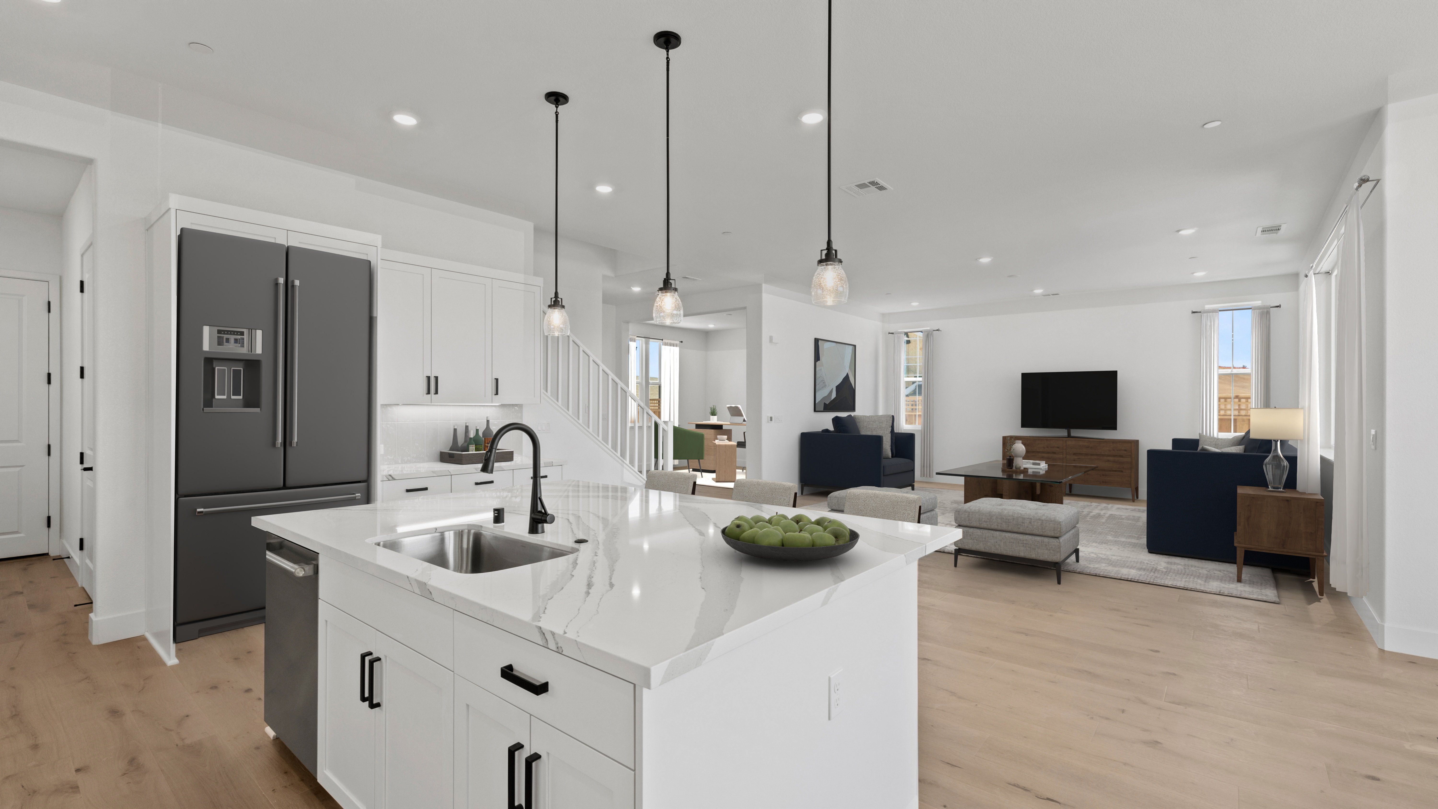 Larkspur Plan 2 Kitchen and Great Room