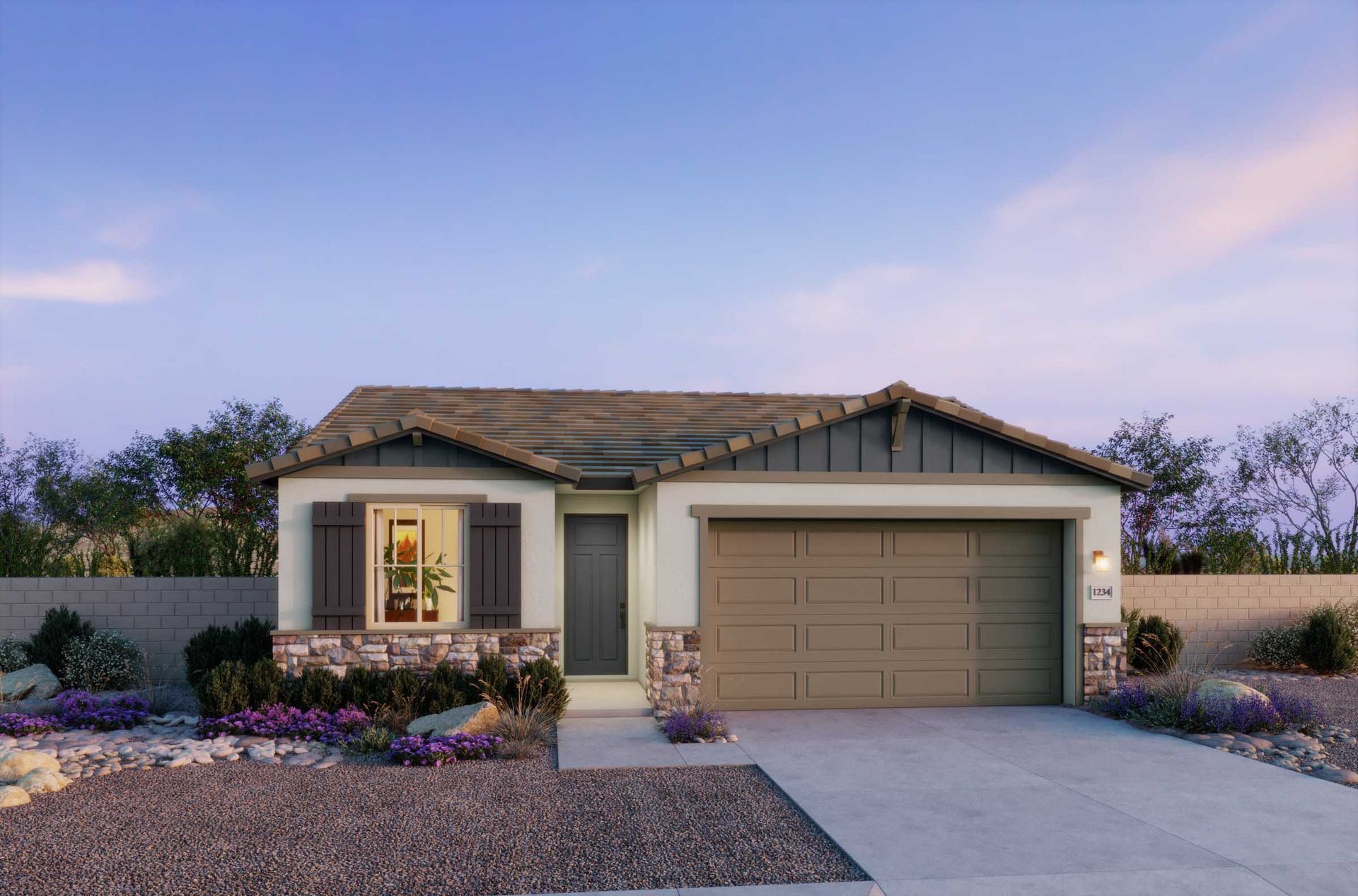 Craftsman Elevation Rendering at Plan 3503, The Villas Collection at Frontera