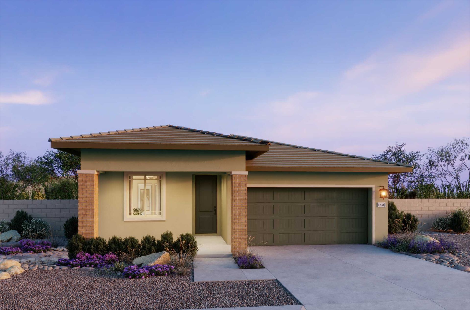 Prairie Elevation Rendering at Plan 3505, The Villas Collection at Frontera