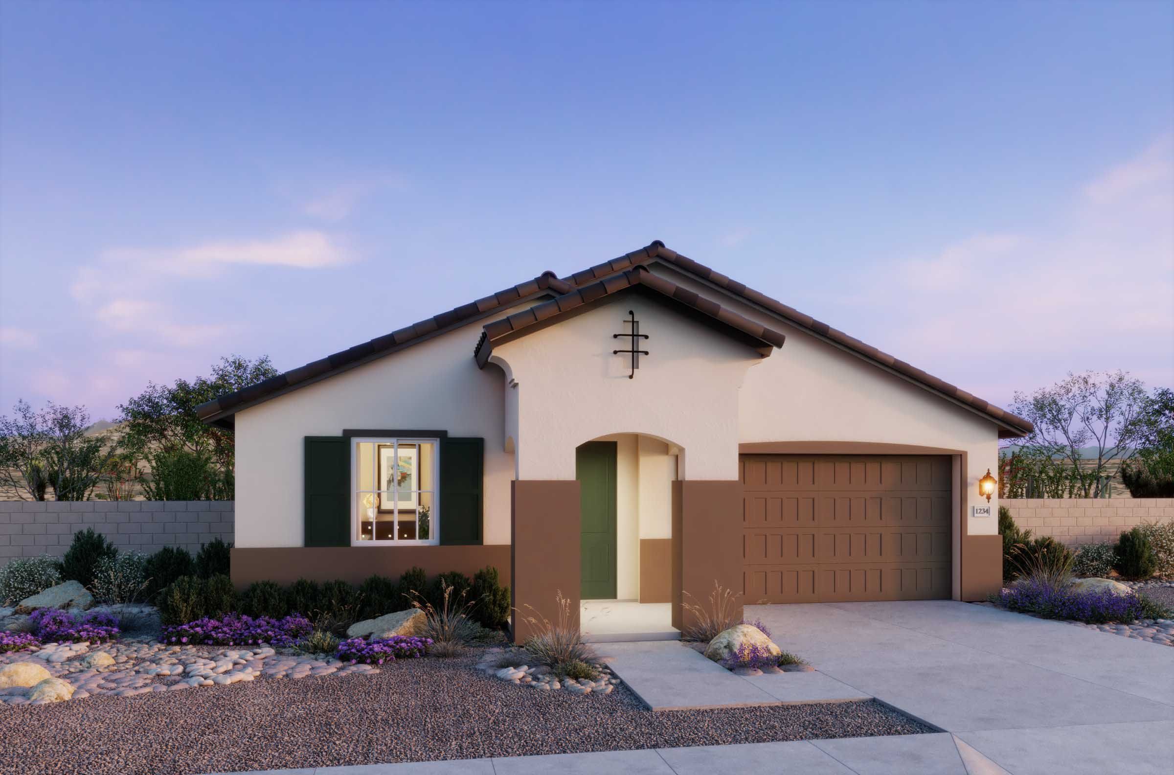 Spanish Elevation Front Exterior at Plan 4001, The Residences Collection at Frontera