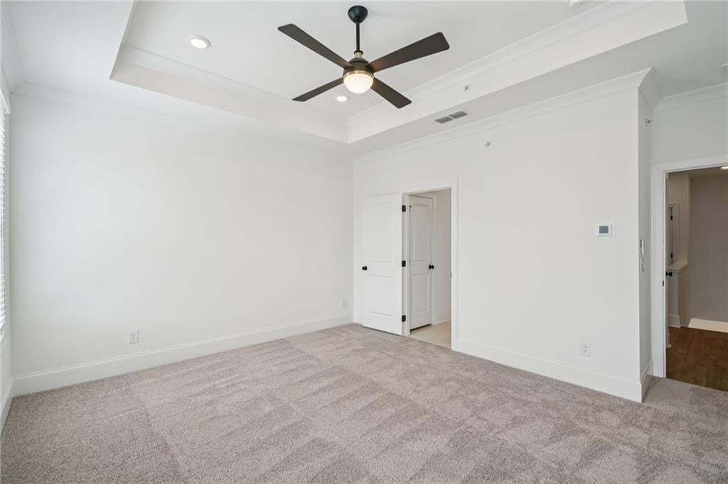 Tray ceilings with additional LED lights.