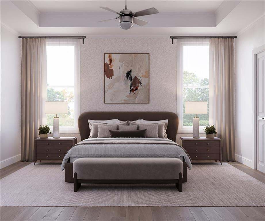 Primary bedroom located on main floor for convenience.  Photo not of actual home but of a previously built TPG home.