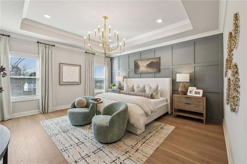 Primary bedroom located upstairs is oversized! Photo not of actual home but for representation purposes only.