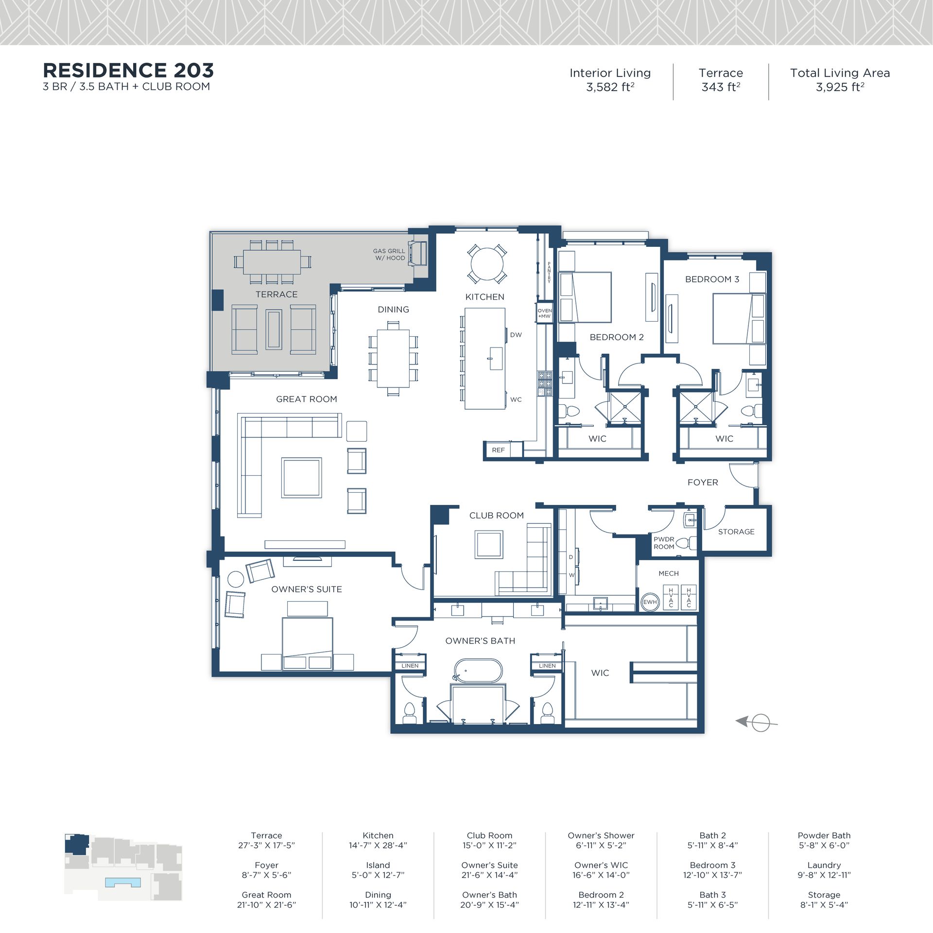 3 Bedrooms, 3.5 Bathrooms, and Club Room