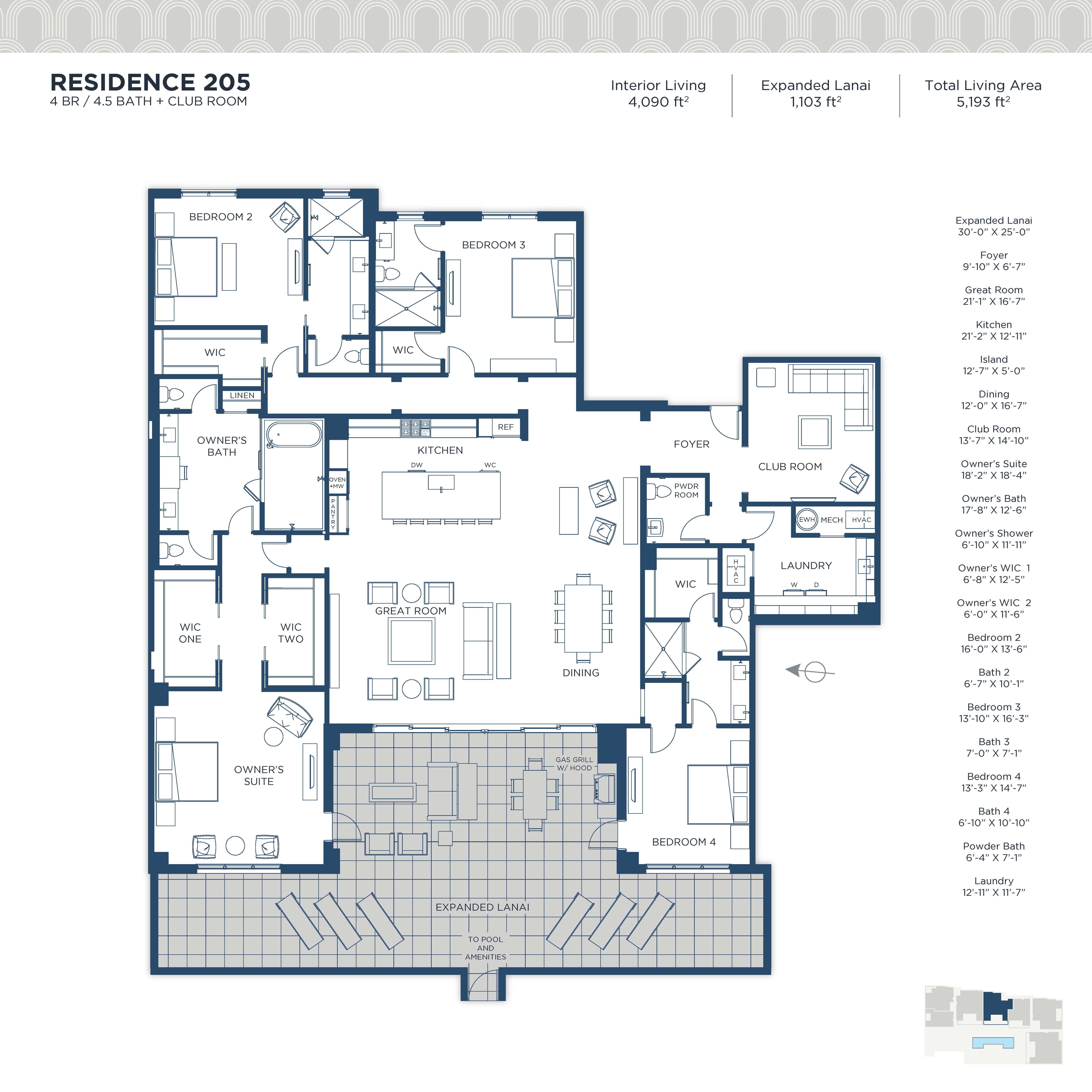 4 Bedrooms, 4.5 Bathrooms, and Club Room