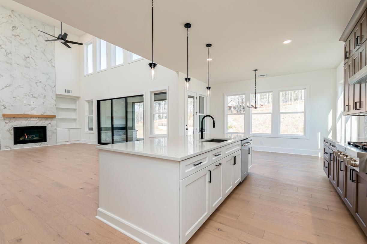 Views from the kitchen to the great room