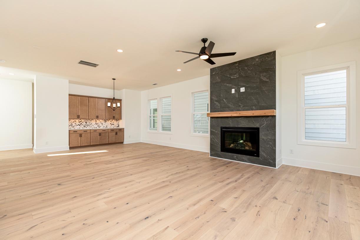 Great room flows seamlessly into casual dining area