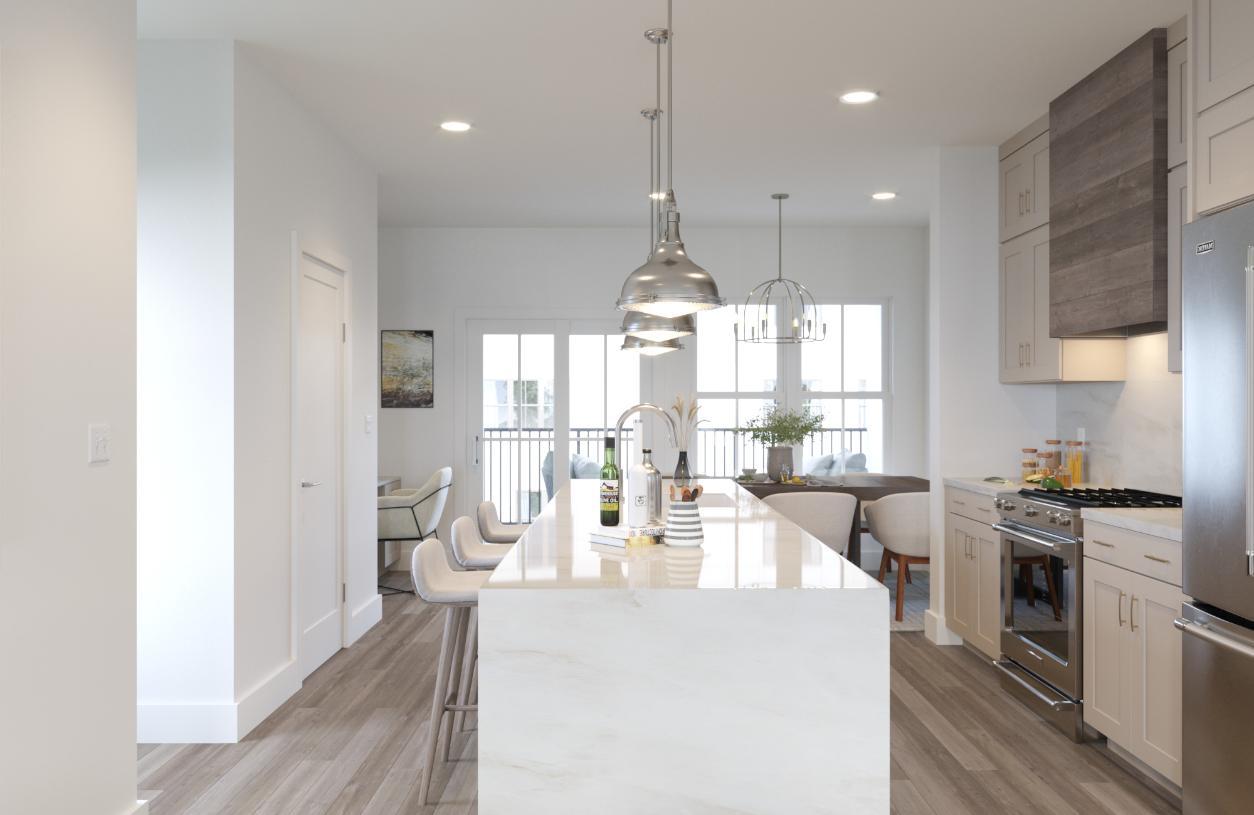 Beautiful kitchen space with ample cabinet and countertop space