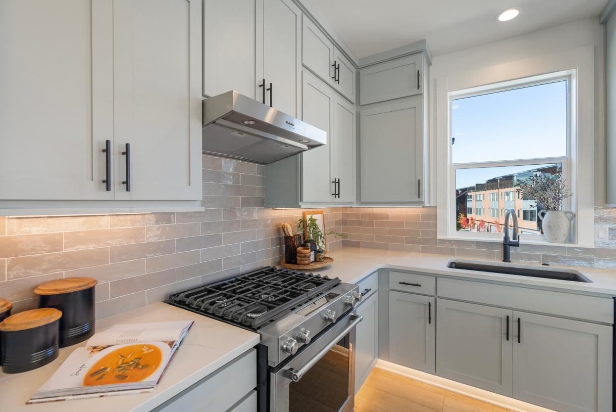 Gas range and a window with a view