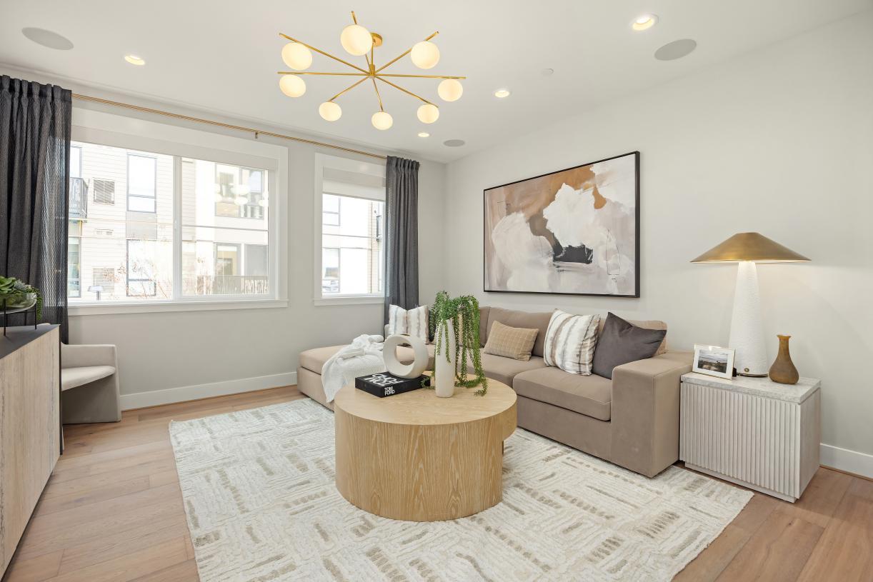 Great room of the Cascadian home design