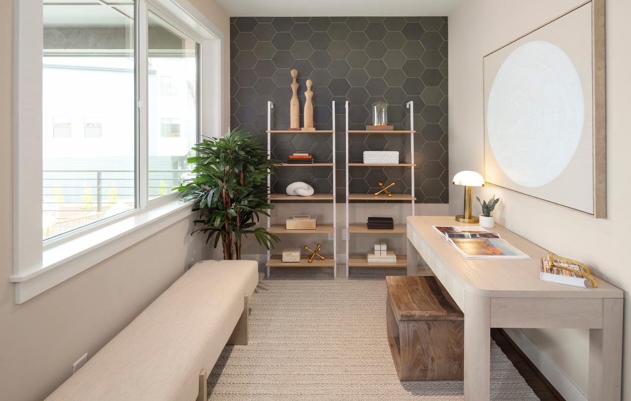 Flex space can be used as a reading nook, homework space, or office