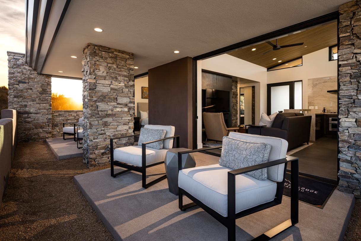Dual covered patios at rear of home
