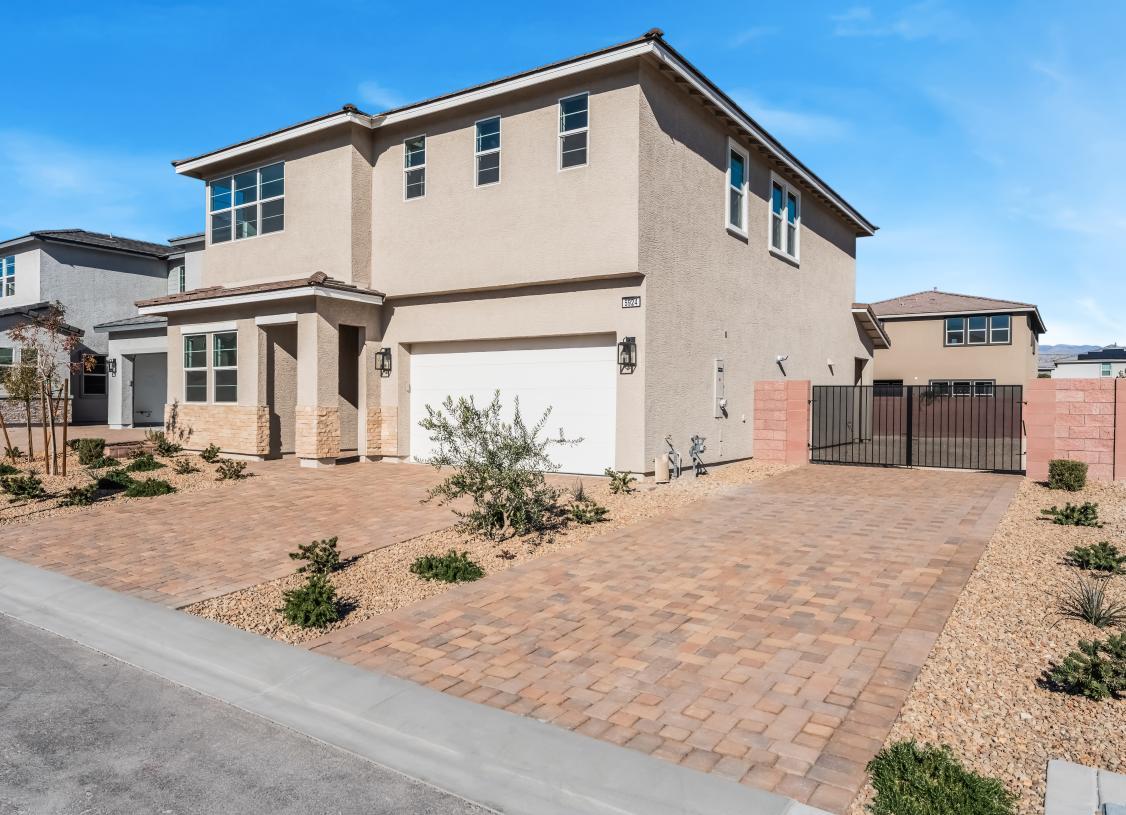 Modern Craftsman elevation and RV parking gate
