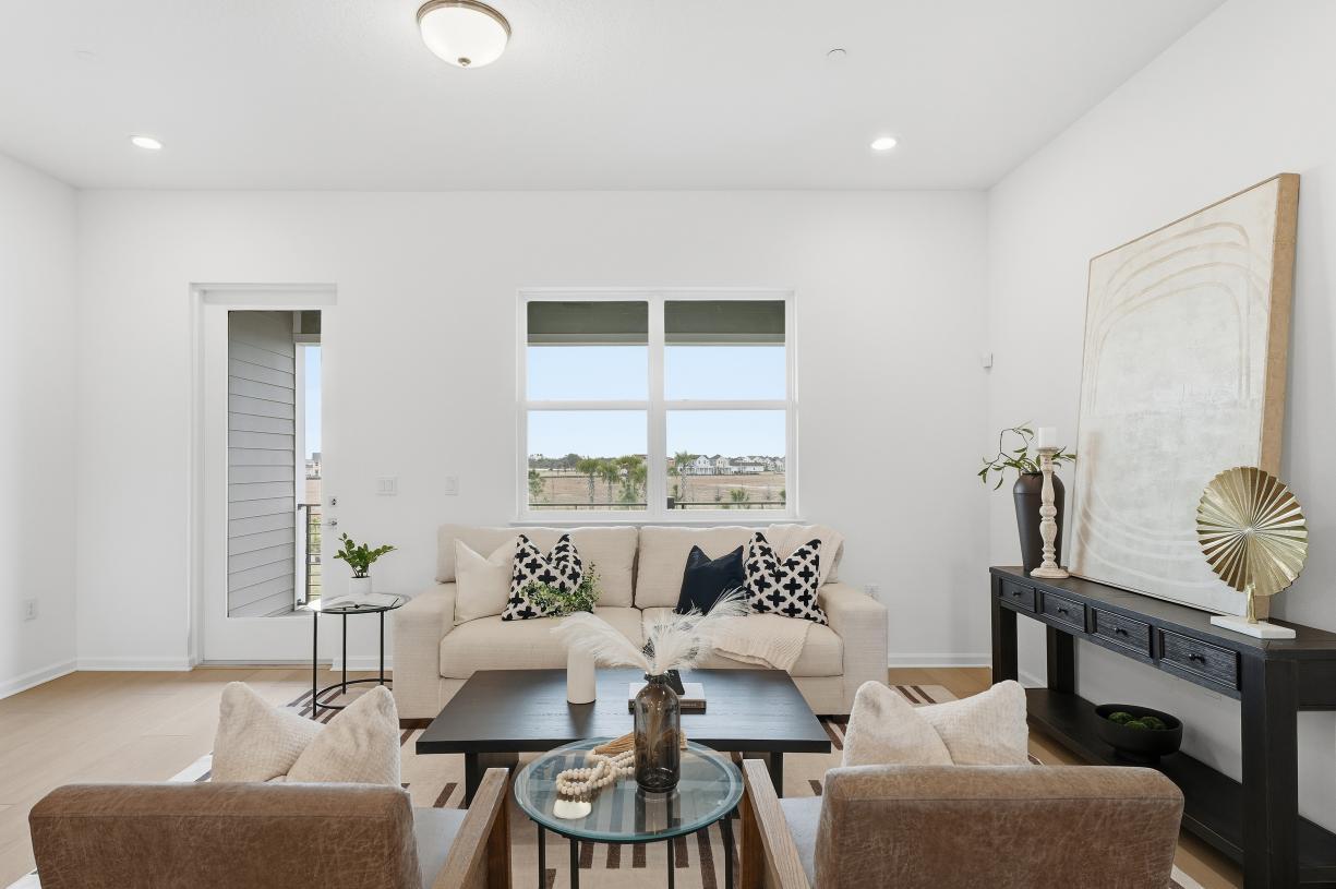 Warm and welcoming, the family room blends comfort and style
