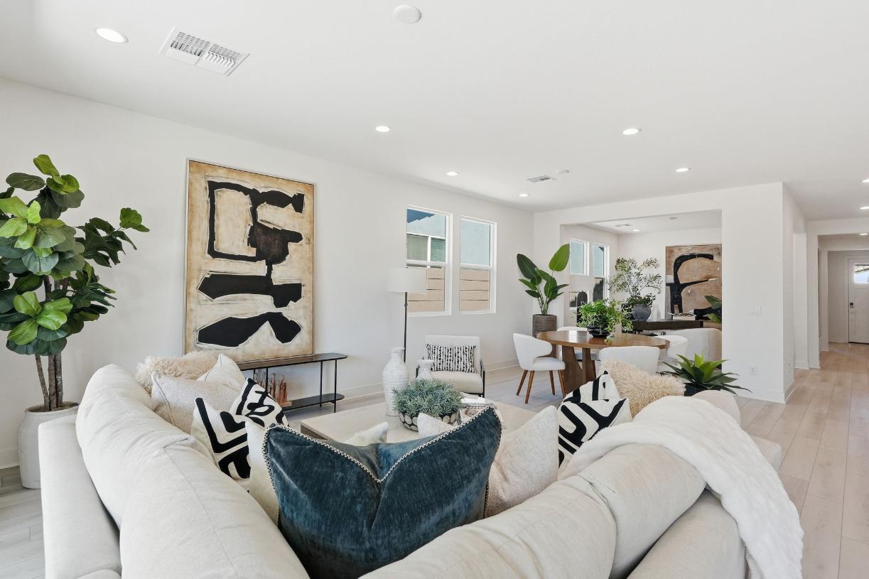 Spacious great room with beautiful flooring and upgraded finishes