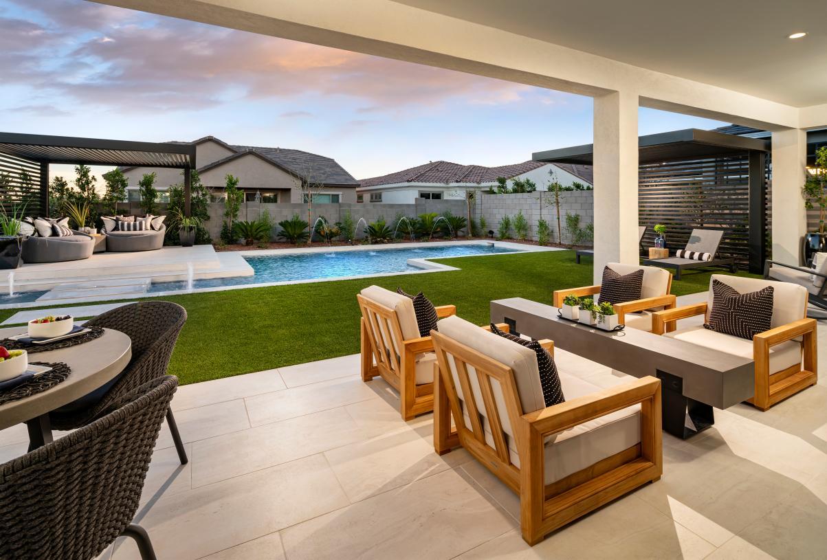 Oversized covered patio provides ideal space for outdoor living