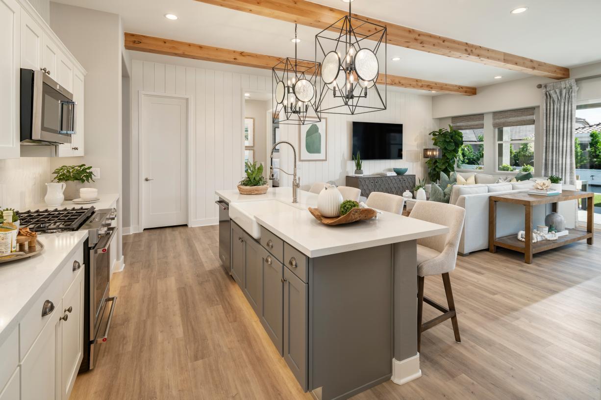 Well-designed kitchen with large center island