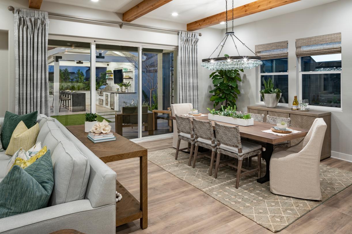 Casual dining space opens to large covered patio