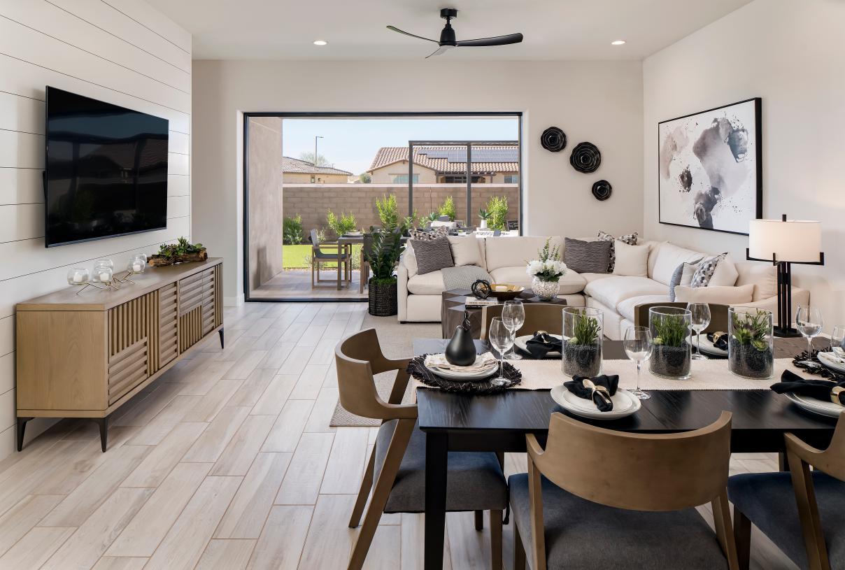 Spacious great room with 12' multi-slide pocket door