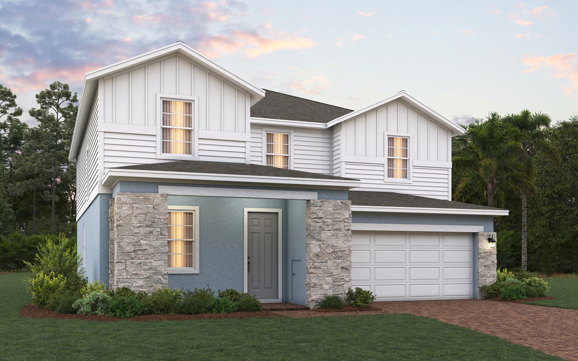 Lopez elevation 5 shown with optional stone