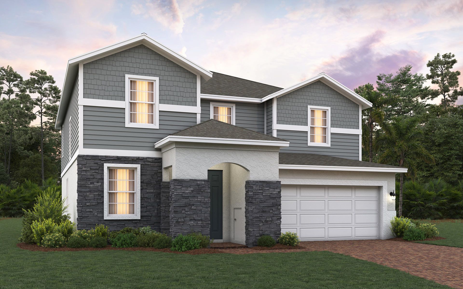 Lopez elevation 4 shown with optional stone