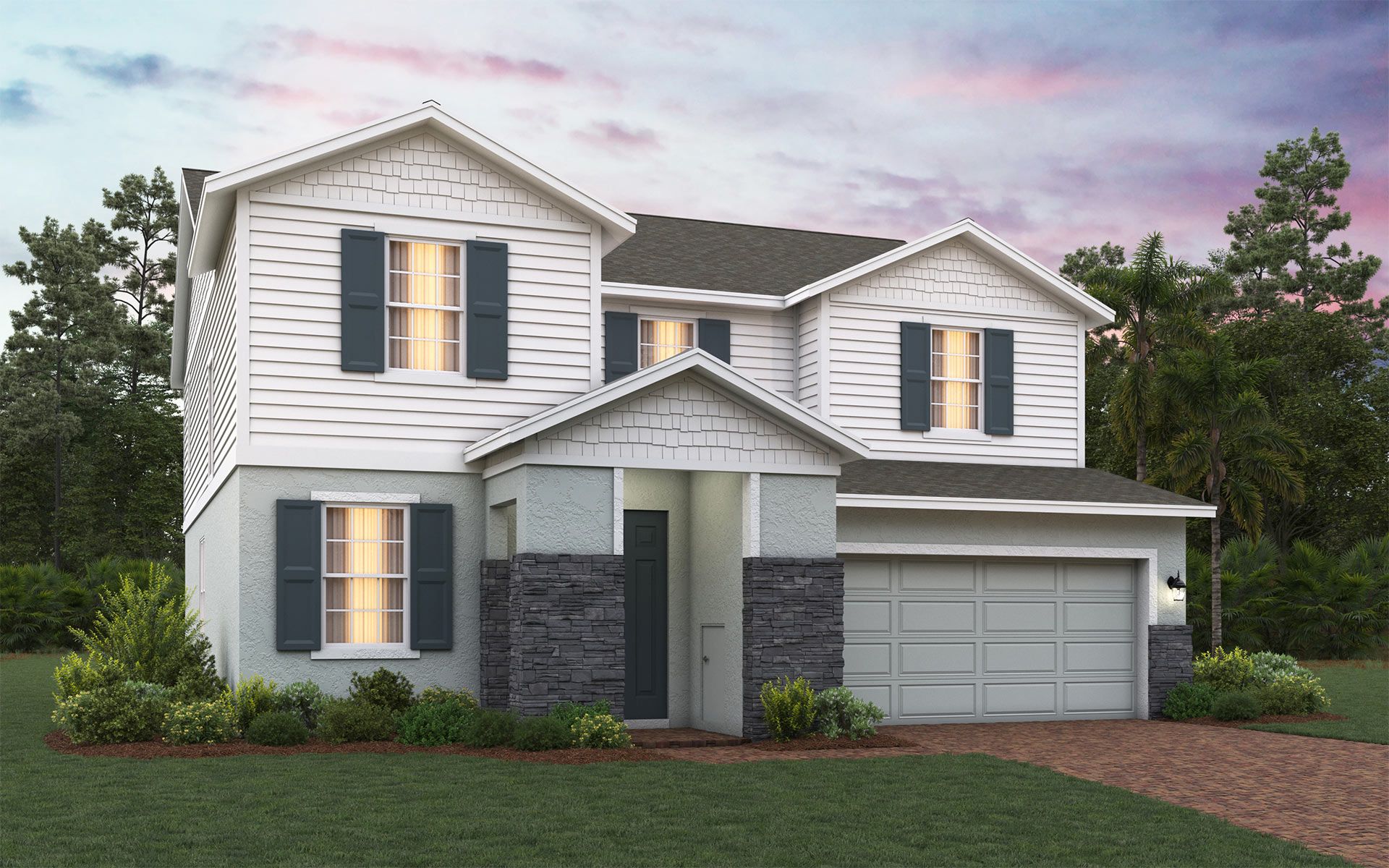 Lopez elevation 3 shown with optional stone