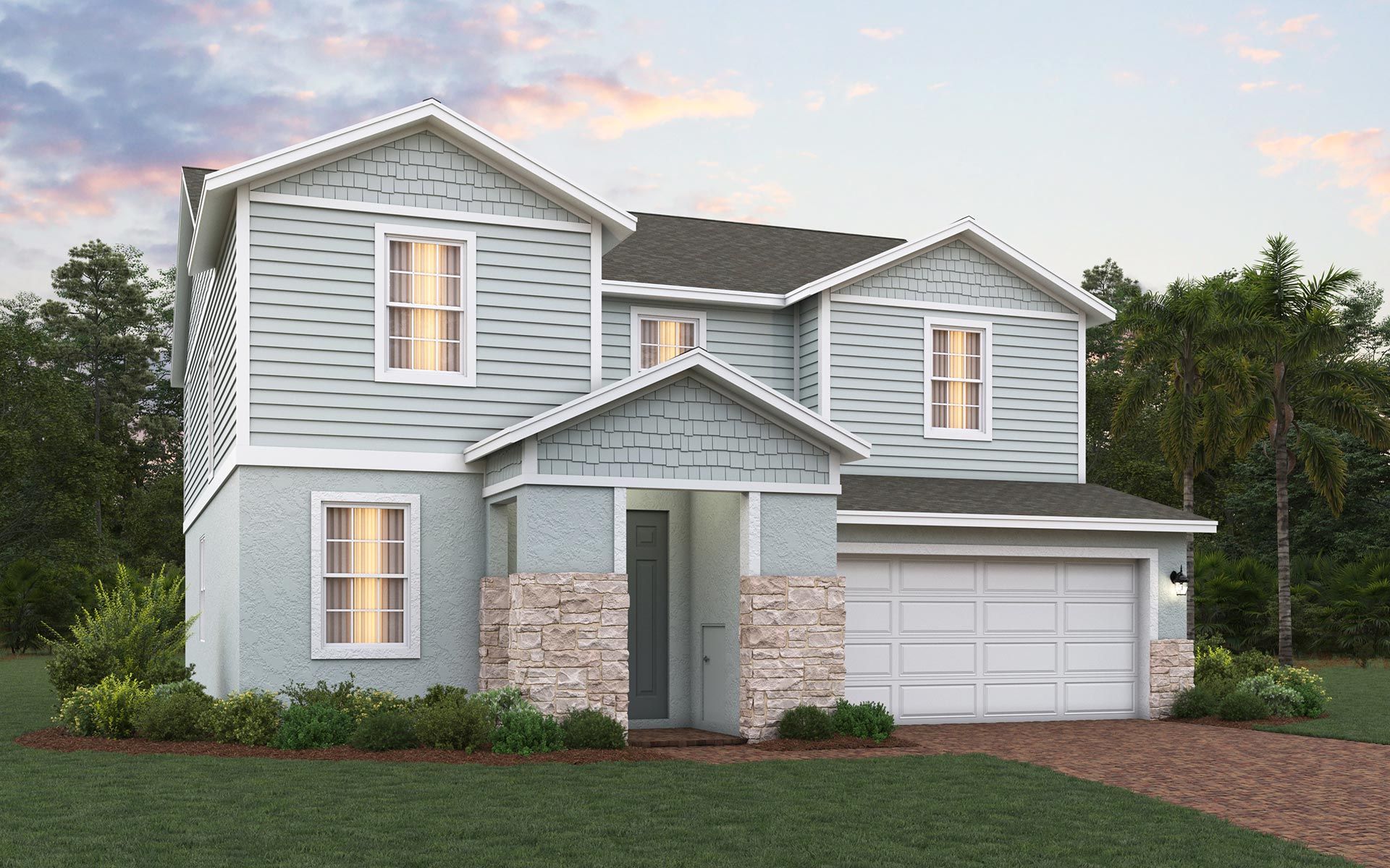 Lopez elevation 2 shown with optional stone