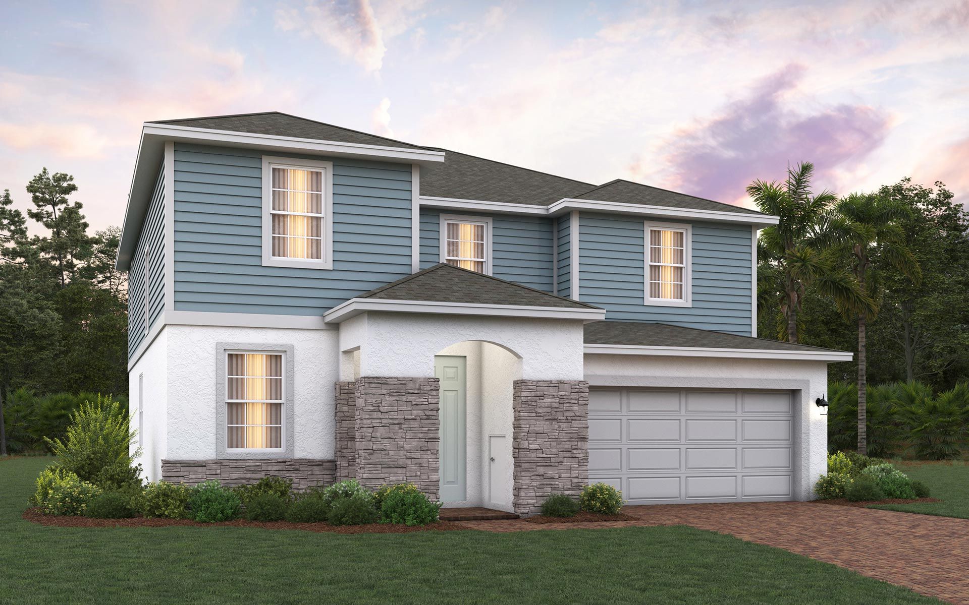 Lopez elevation 1 shown with optional stone
