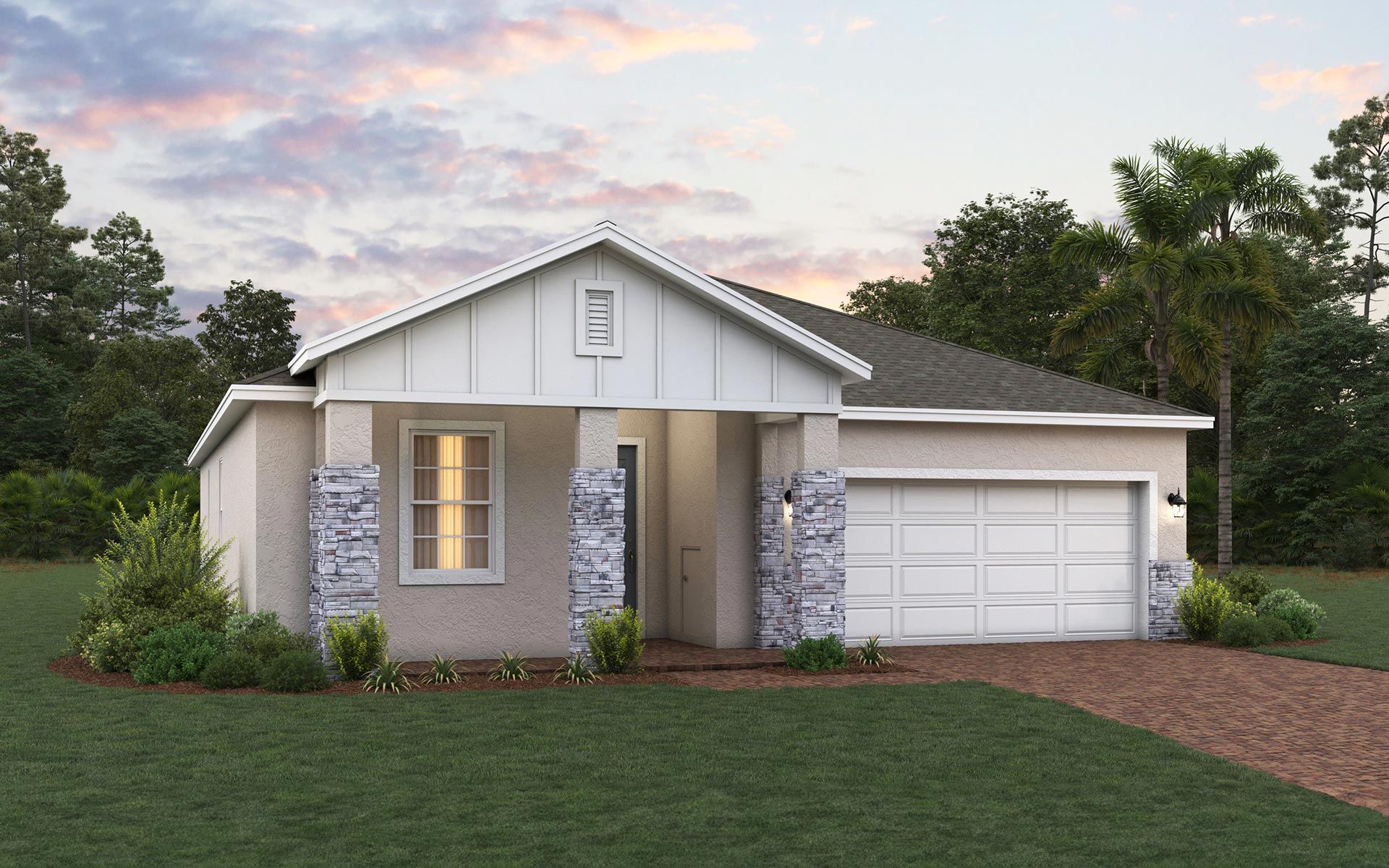 Bennet elevation 2 with optional stone