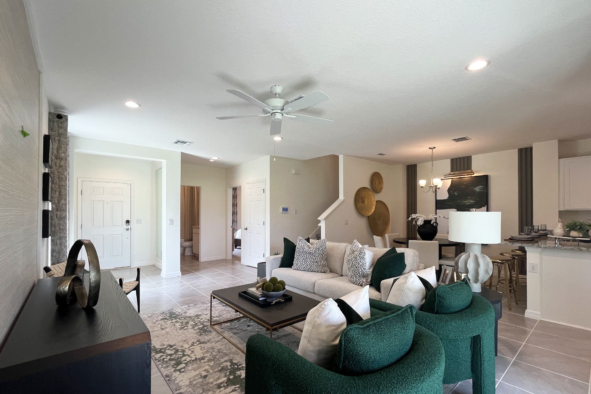 Ashley townhome exterior with covered porch in Pine Meadows, new construction in Eustis FL