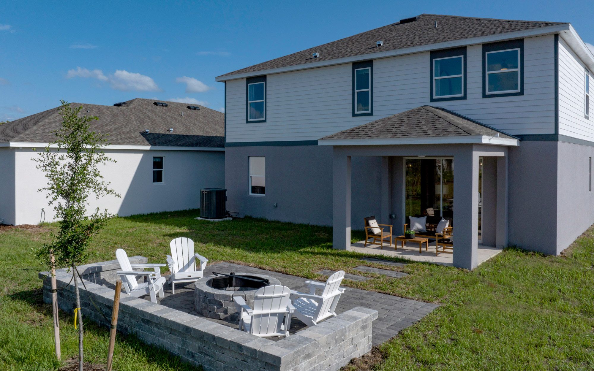 Sims elevation 4 - rear view shown with optional outdoor living package