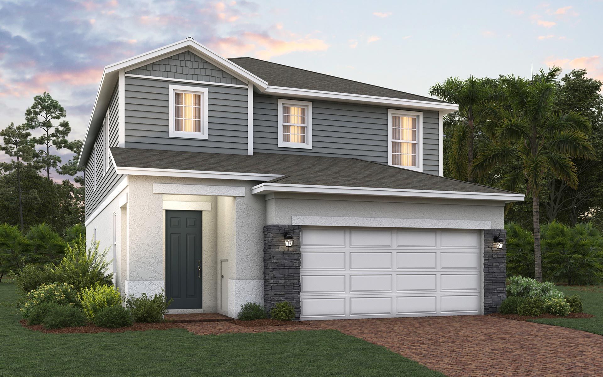 Gilchrist elevation 2 shown with optional stone